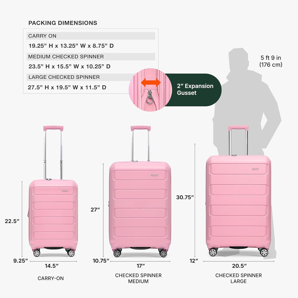Traveler's Choice Pagosa Hardshell Expandable Luggage with Spinner Wheels, Pink, 27-Inch Medium