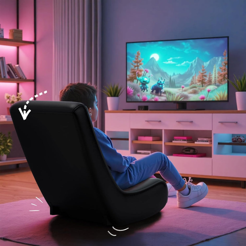 GTPLAYER Floor Rocker Gaming Chair – Adjustable Angle Limiter, Ultra Lightweight Ergonomic Floor Rocking Game Seat for Gaming and Lounging, White