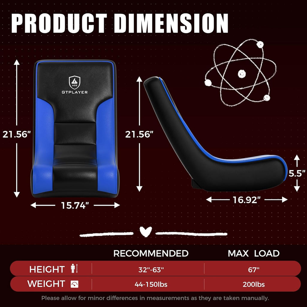 GTPLAYER Floor Rocker Gaming Chair – Adjustable Angle Limiter, Ultra Lightweight Ergonomic Floor Rocking Game Seat for Gaming and Lounging, Blue