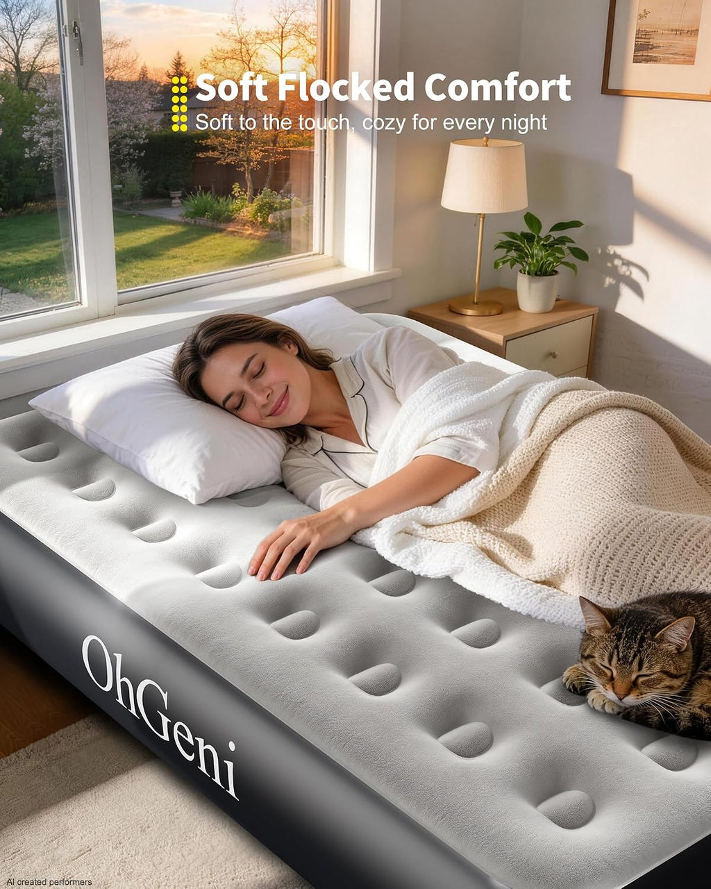 OhGeni Air Mattress Full with Built in Pump, 13" Raised Inflatable Blow up Mattress, Family Choice Award Winner, Portable Foldable Bed with Upgraded Surface for Home & Camping, 600 lbs
