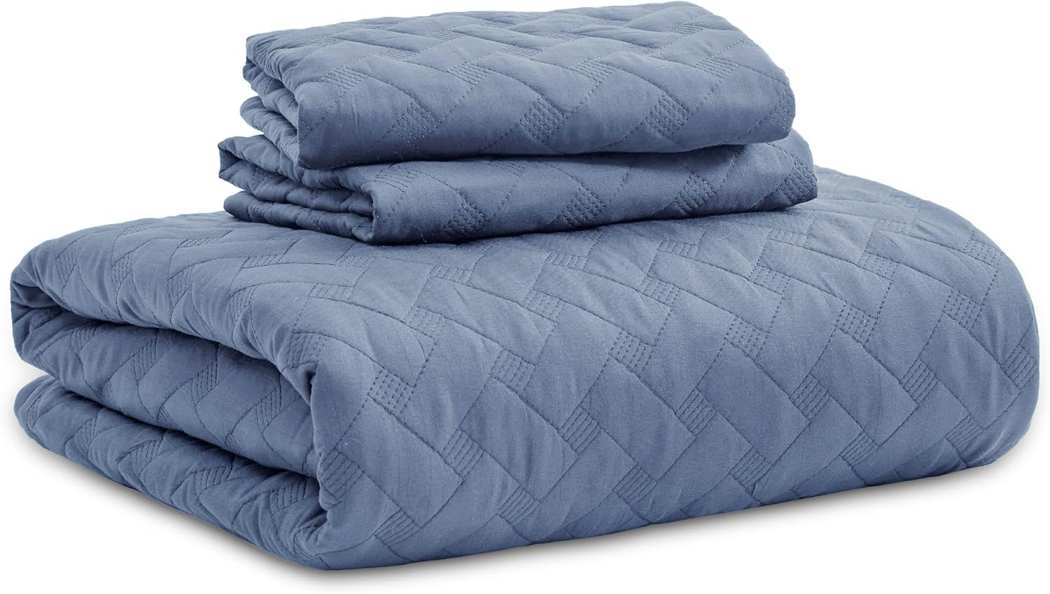 Bedsure Quilts Queen Size - Lightweight Bedspreads Queen Size with Basket Weave Pattern, Soft Quilt Bedding Set, Mineral Blue Comforter Set Coverlet for All Seasons with 2 Pillow Shams (90" x 96")