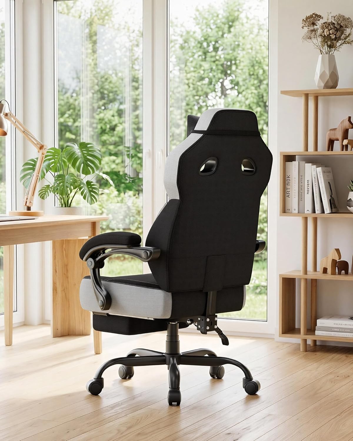 GTPLAYER Big & Tall Gaming Chair, 90°-155° Adjustable Reclining Office Seat with Footrest, Ergonomic Comfy Computer Desk Chair for Adults, Home Office Gaming Study Use, Black