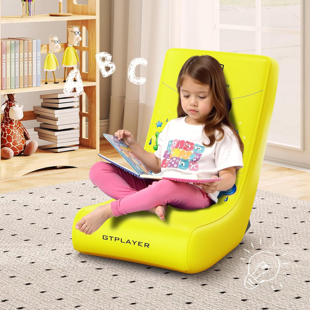 GTPLAYER Gaming Floor Rocking Chair – Rocker Floor Game Chair with Angle Limiter, Stylish Patterned Design, Comfortable Video Game Seat, Yellow Earth Pattern