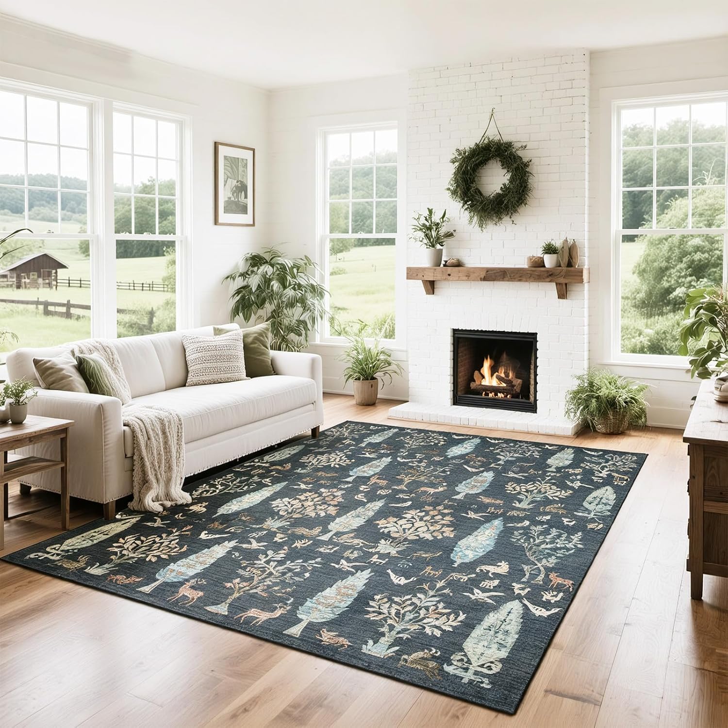 Srugn Washable Rugs 5x7 Area Rugs for Living Room,Bedroom,Dining Room- Ultra Soft Faux Wool Nursery Rug for Baby Girl,Neutral Light Pink Low Pile Vintage Carpets for Dorm Kids Playroom,Non Slip