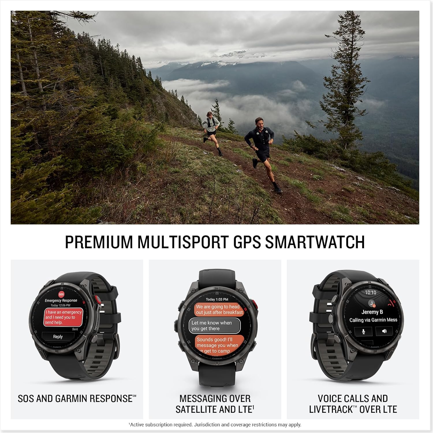 Garmin fēnix® 8 Pro, 51mm, AMOLED Display, Premium Connected Multisport GPS Smartwatch, inReach® Technology, Sapphire, Carbon Gray DLC Titanium with Black/Pebble Gray Silicone Band