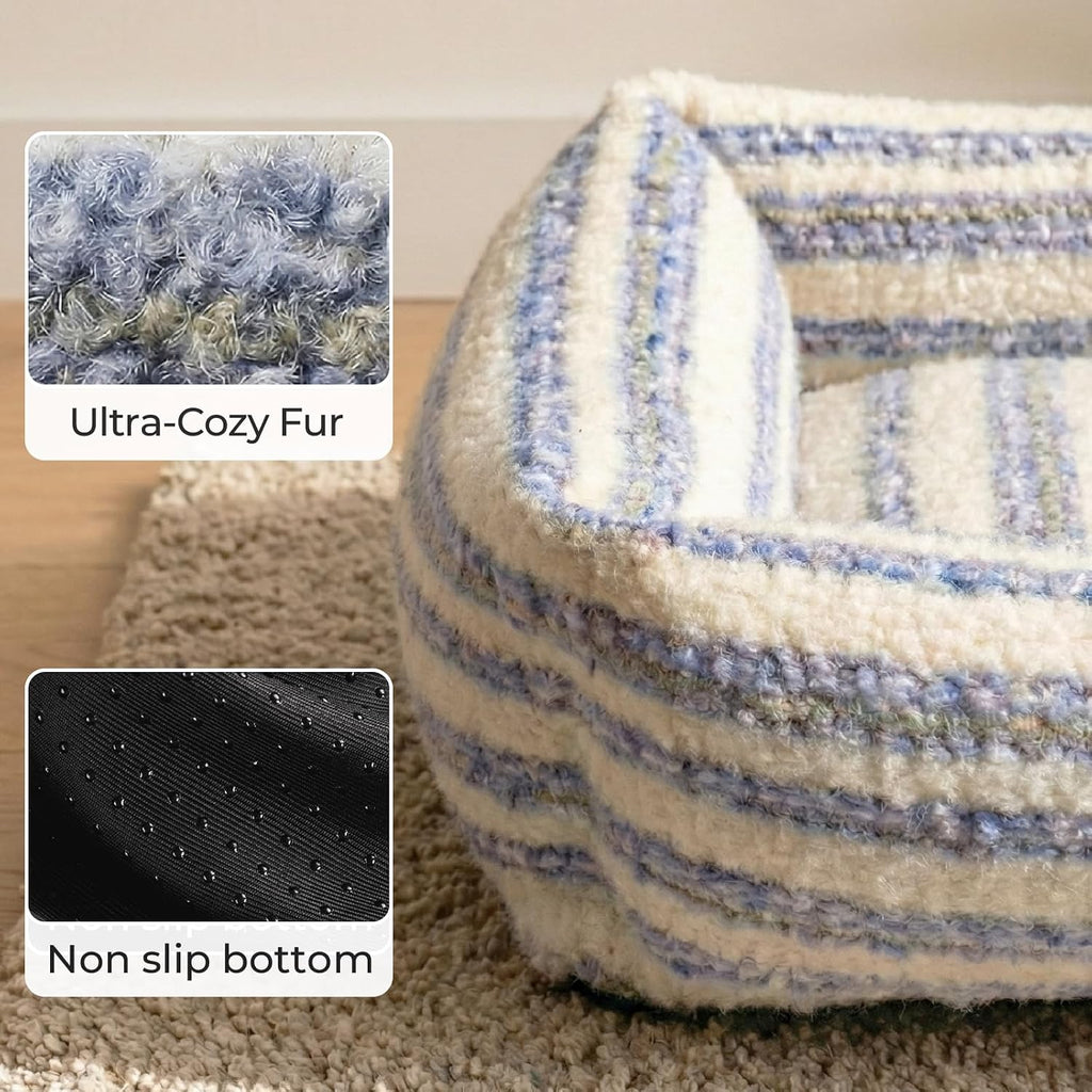 WESTERN HOME WH Dog Bed Medium Size Dogs - Washable Medium Dog Bed, High Back Support Pet Sofa with Sides, Soft Pet Beds with Anti Slip Bottom, 30inch, Blue