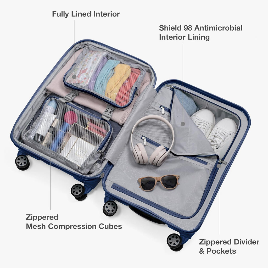 Traveler's Choice Pagosa Hardshell Expandable Luggage with Spinner Wheels, Navy, 2-Piece Set (22/27)