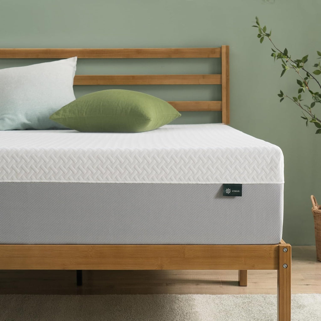 Zinus 10 Inch Green Tea Essential Memory Foam Mattress [New Version], Queen, Fiberglass Free, Medium Feel, Breathable Airflow Memory Foam, Certified Safe Foams & Fabric, Mattress in A Box