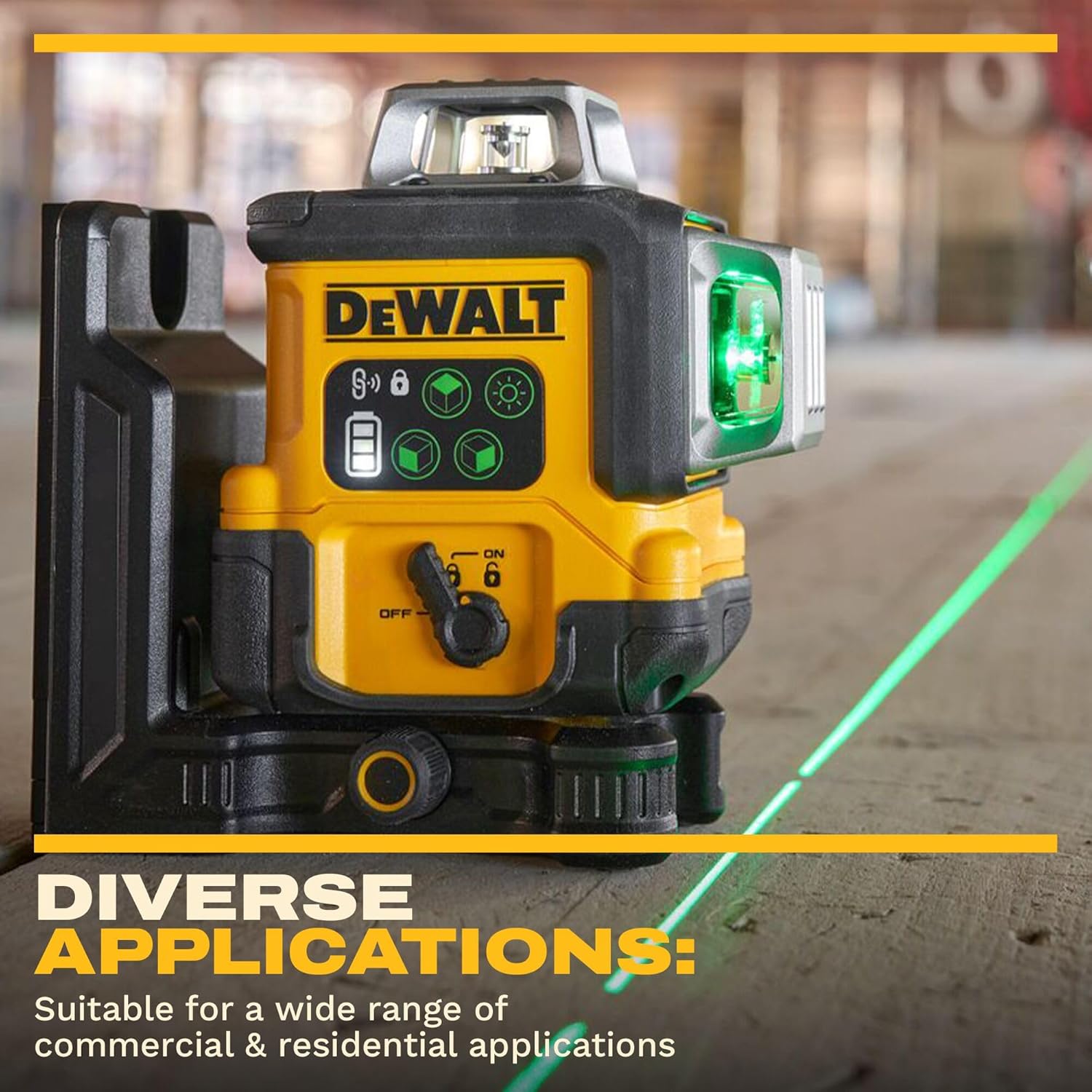 DEWALT Laser Level 360 Self Leveling, USB-C Rechargeable 3x360 Green Line Laser Leveler Tool, Fast Charging, 9 Hrs of Runtime, 1/8 inch Accuracy (DCLE14361GB)