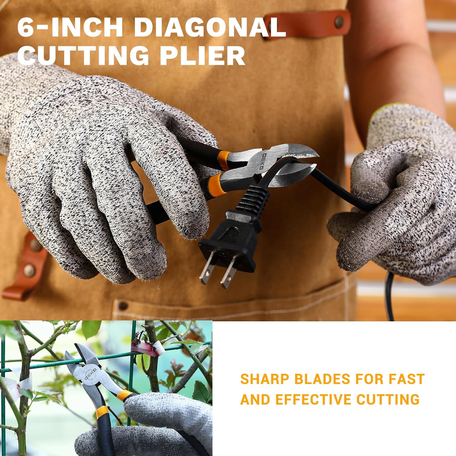 DEKOPRO 8-Piece Pliers Set, 8" & 10" Water Pump Plier, 6" & 8" Slip Joint, 8" Linesman, 6" Diagonal, 6" & 8" Long Nose Pliers with Storage Bag for Home Repair, Workshop & DIY Professional Use