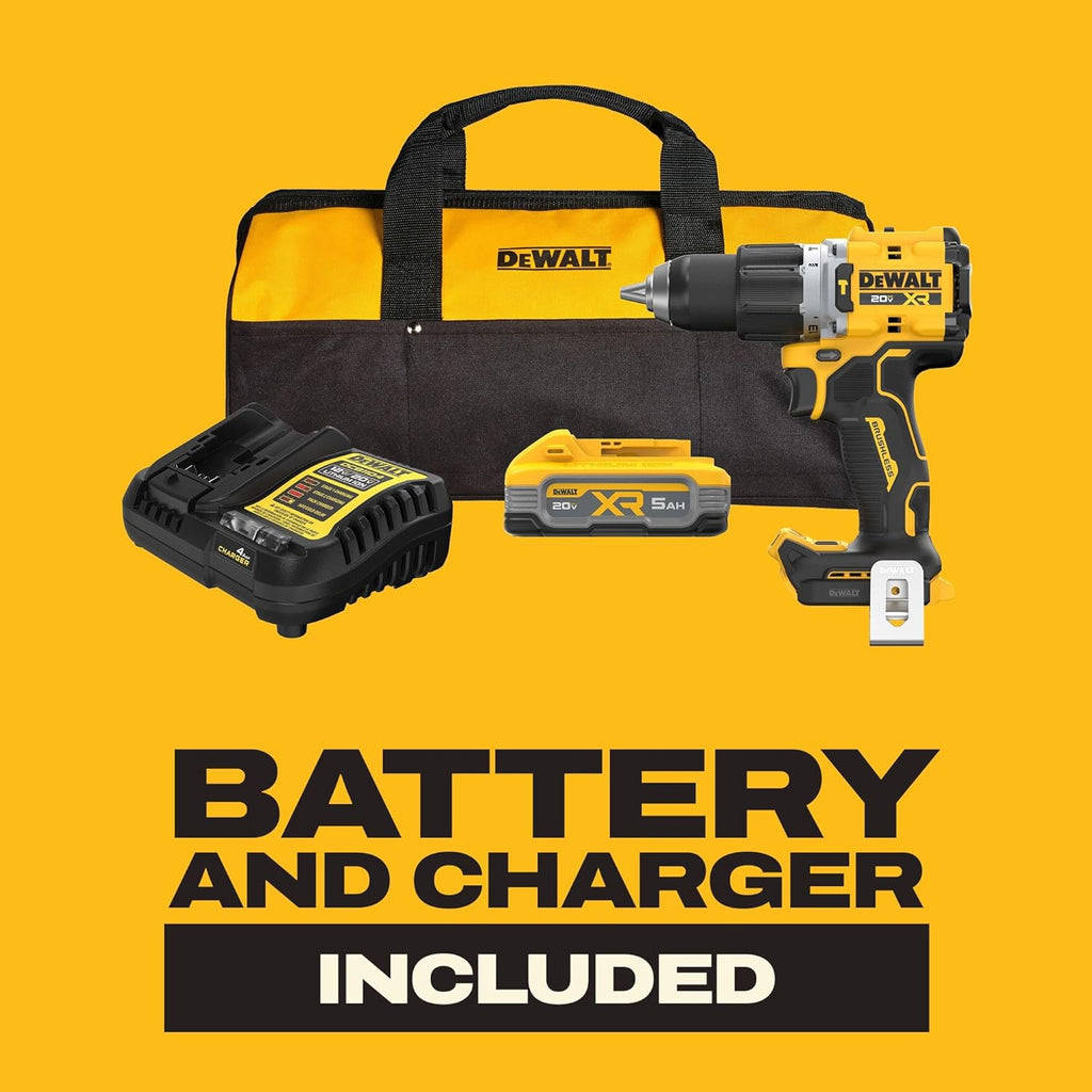 DEWALT 20V MAX XR 1/2 in. Brushless Cordless Hammer Drill Kit With 5AH Battery and Charger (DCD806H1)