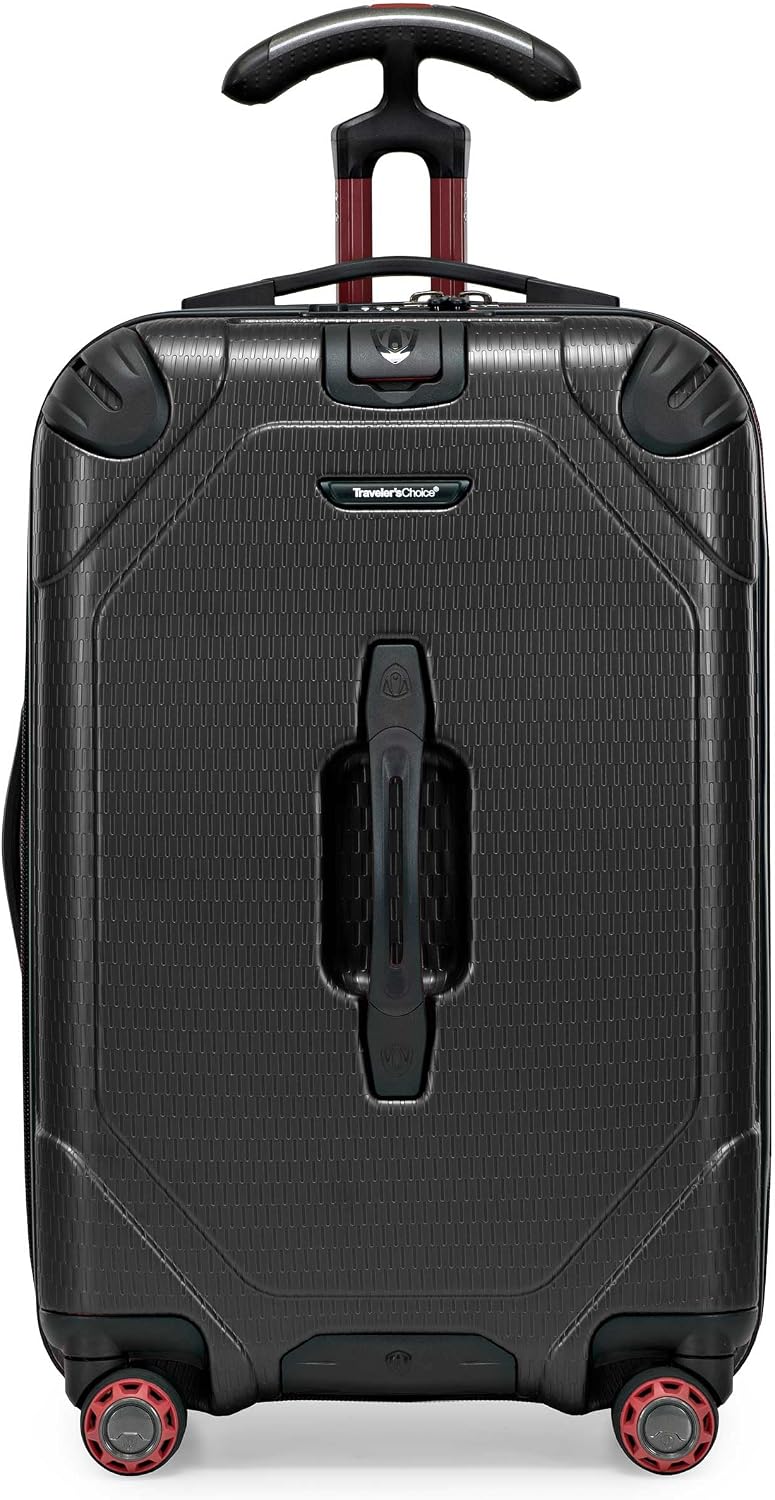 Traveler's Choice Maxporter II Polycarbonate Hardside Trunk with Spinner Wheels, Black, 22-Inch Carry-on Luggage
