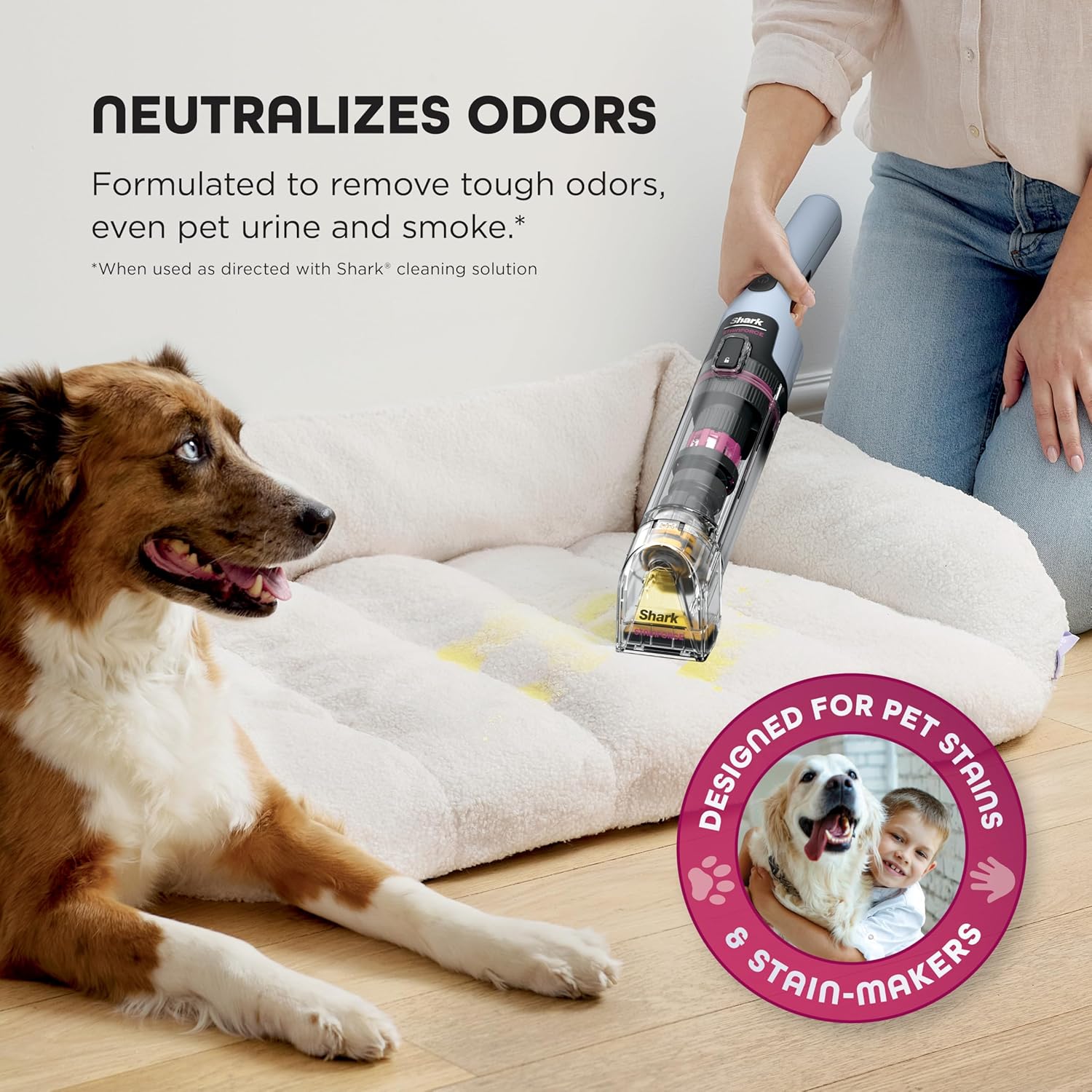 Shark StainForce Cordless Spot Cleaner, Dual-Activated Easy Spray Formula, OXY-Powered Cleaning, Indoor + Outdoor, Carpets, Upholstery, Car Seats & Stairs, Pet Urine & Odor Remover, 5" Tool, HX102BRN