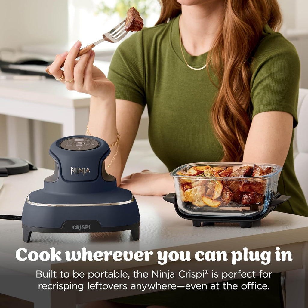 Ninja Crispi 4 in 1 Glass Air Fryer, 450°F, Non Toxic, 4QT and 6 Cup Containers with Lids, Dishwasher Safe, Cyberspace Gray, 1 Count, FN101GY