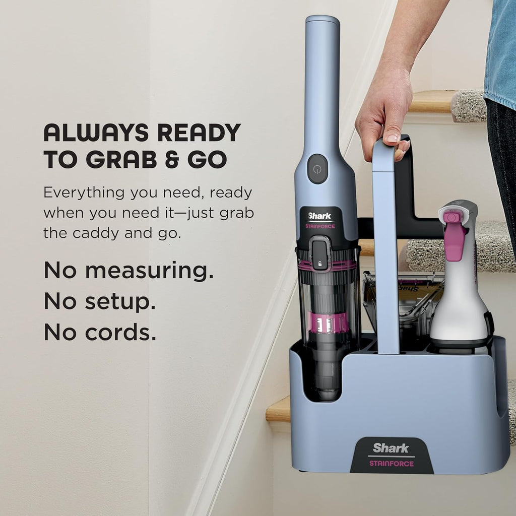 Shark StainForce Cordless Spot Cleaner, Dual-Activated Easy Spray Formula, OXY-Powered Cleaning, Indoor + Outdoor, Carpets, Upholstery, Car Seats & Stairs, Pet Urine & Odor Remover, 5" Tool, HX102BRN