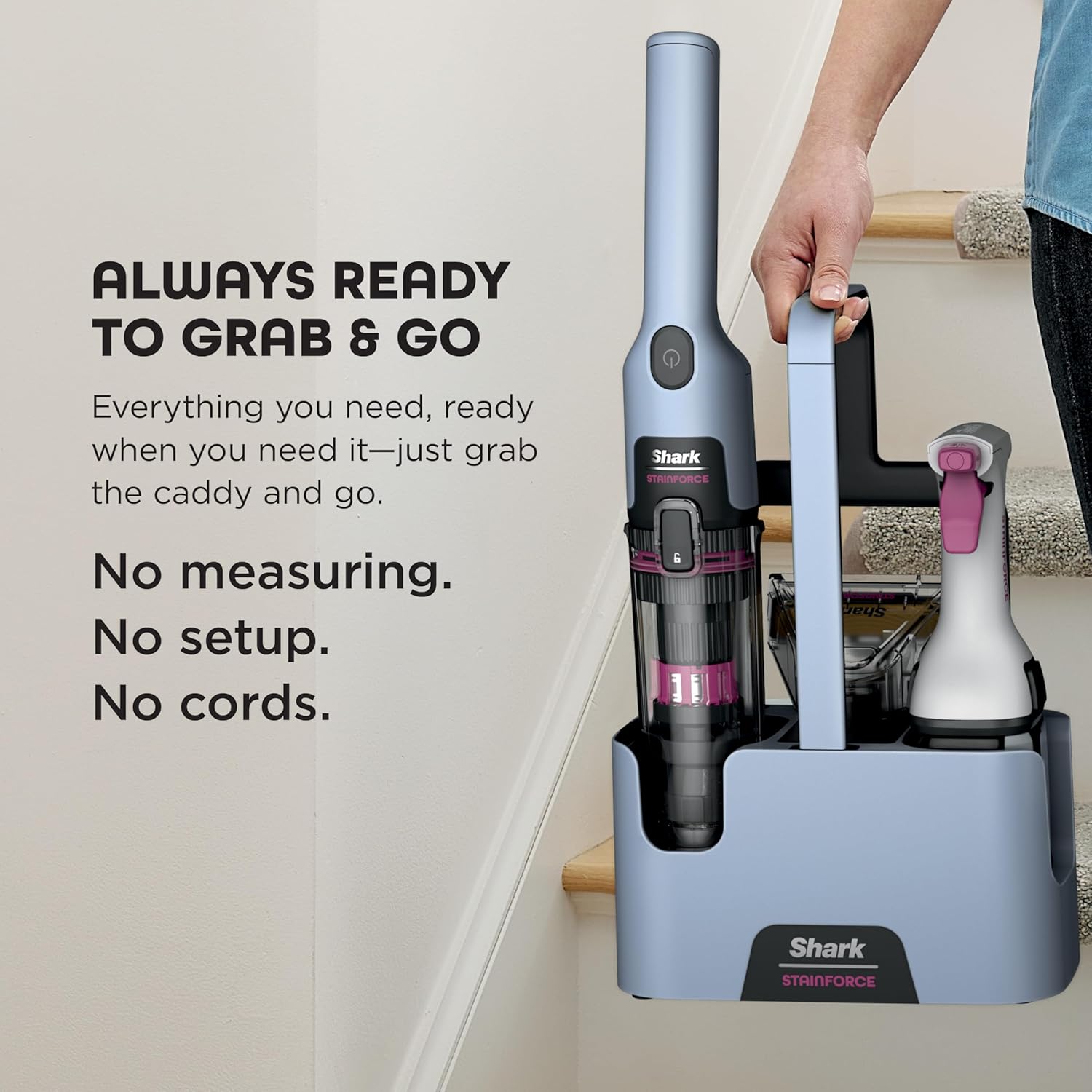 Shark StainForce Cordless Spot Cleaner, Dual-Activated Easy Spray Formula, OXY-Powered Cleaning, Indoor + Outdoor, Carpets, Upholstery, Car Seats & Stairs, Pet Urine & Odor Remover, 5" Tool, HX102BRN