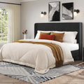 AMERLIFE Queen Bed Frame, Upholstered Platform Bed with Corduroy Headboard, Easy Assembly Modern Black Bed Frame with Wooden Slats Support, No Box Spring Needed, 8" Under-Bed Storage Clearance