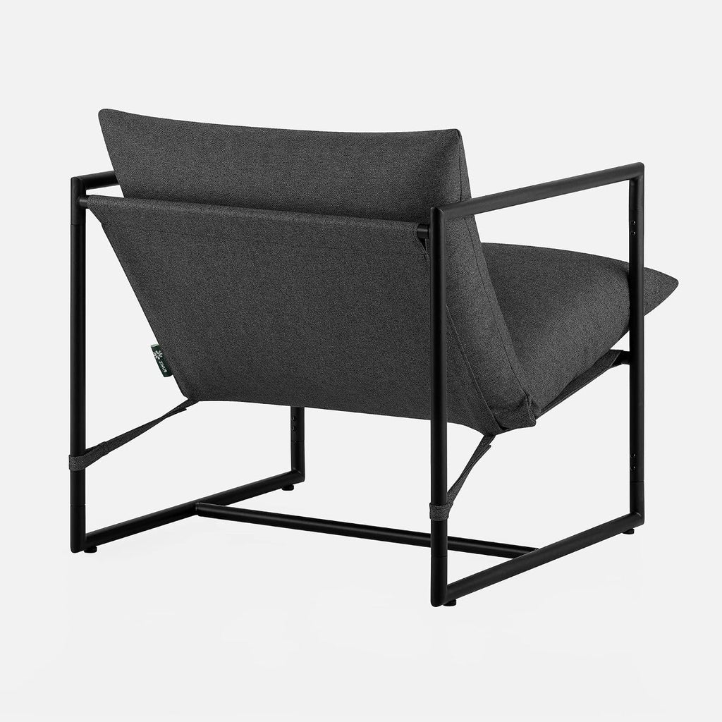 Zinus Aidan Sling Accent Chair, Metal Framed Armchair with Shredded Foam Cushioning, Dark Grey