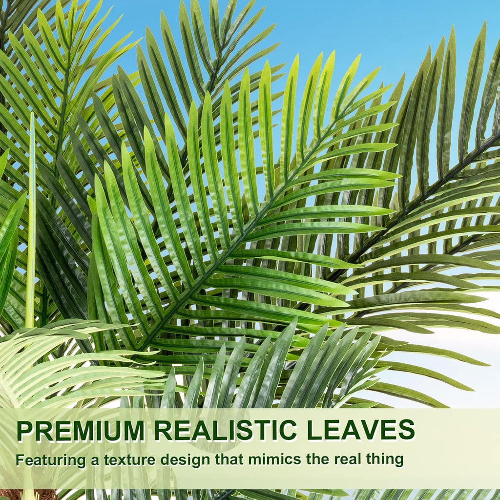 VIVATREES 8FT Faux Palm Tree, Artificial Golden Cane Palm Tree Outdoor Indoor, Fake Tree for Home House Office Living Room Yard Patio