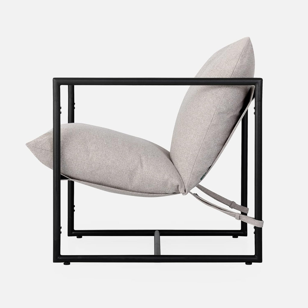Zinus Aidan Sling Accent Chair, Metal Framed Armchair with Shredded Foam Cushioning, Oatmeal