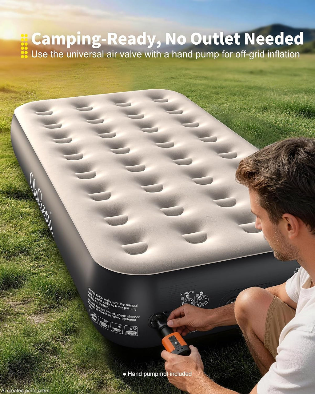 OhGeni Twin Air Mattress with Built in Pump, Family Choice Award Winner, 13" Camping Inflatable Blow up Bed with External Valve, Portable Foldable Airbed for Home & Outdoor, 300lbs