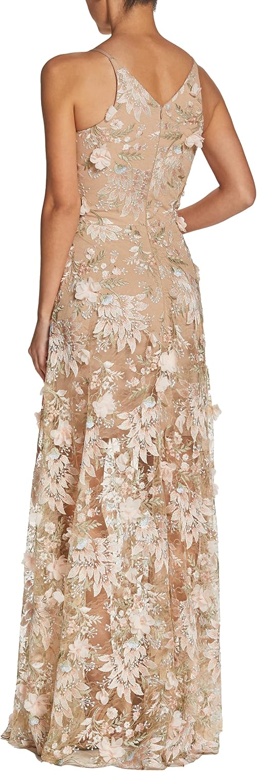 Dress the Population Women's Sidney Sleeveless Plunge Neckline Fit and Flare Maxi Dress