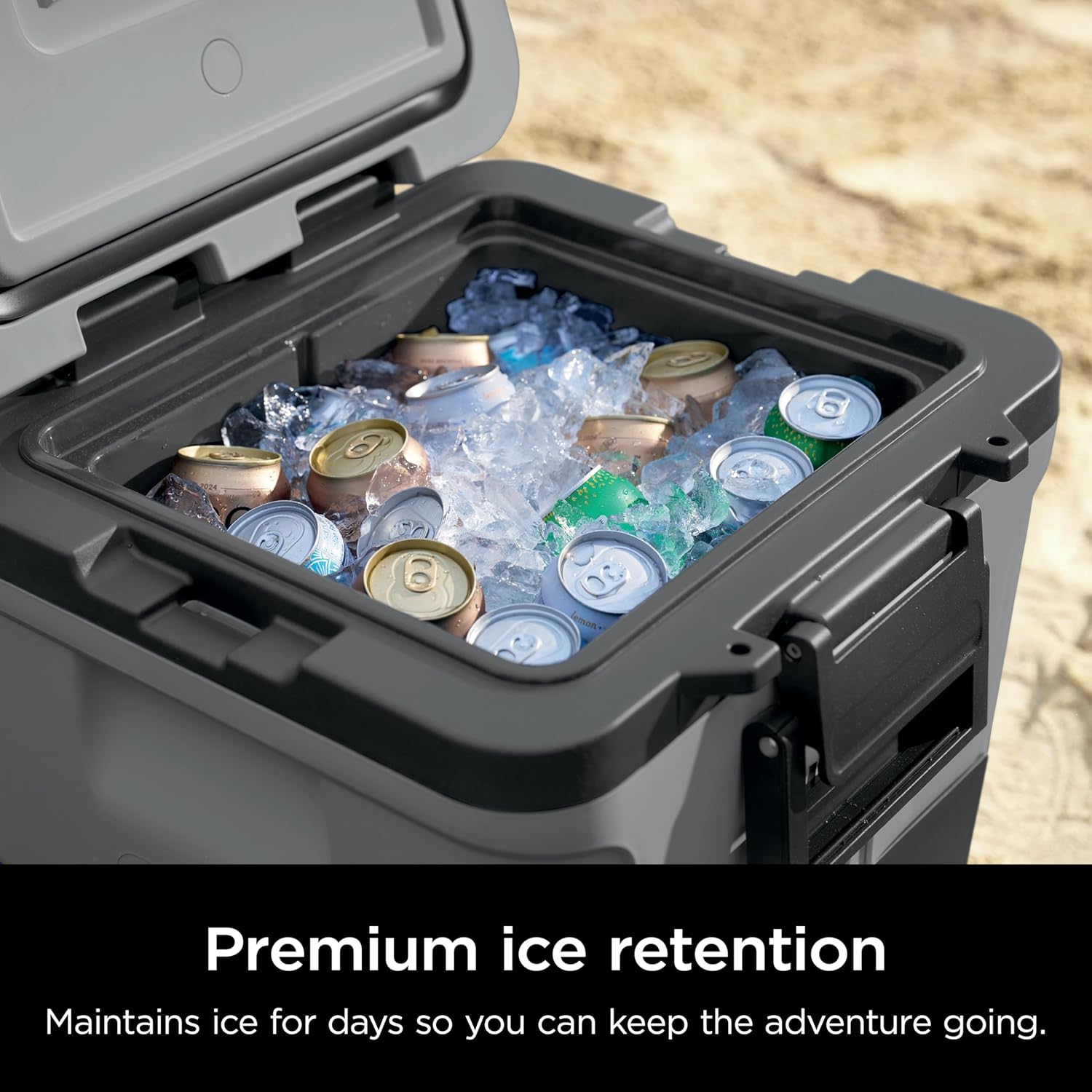 Ninja | Cooler | FrostVault 30QT Cooler with Wheels | Insulated with Temp Dry Storage Drawer | Keeps Ice Cold for Days | for the Beach, Camping, Picnics & More | Charcoal Gray | FB230CG