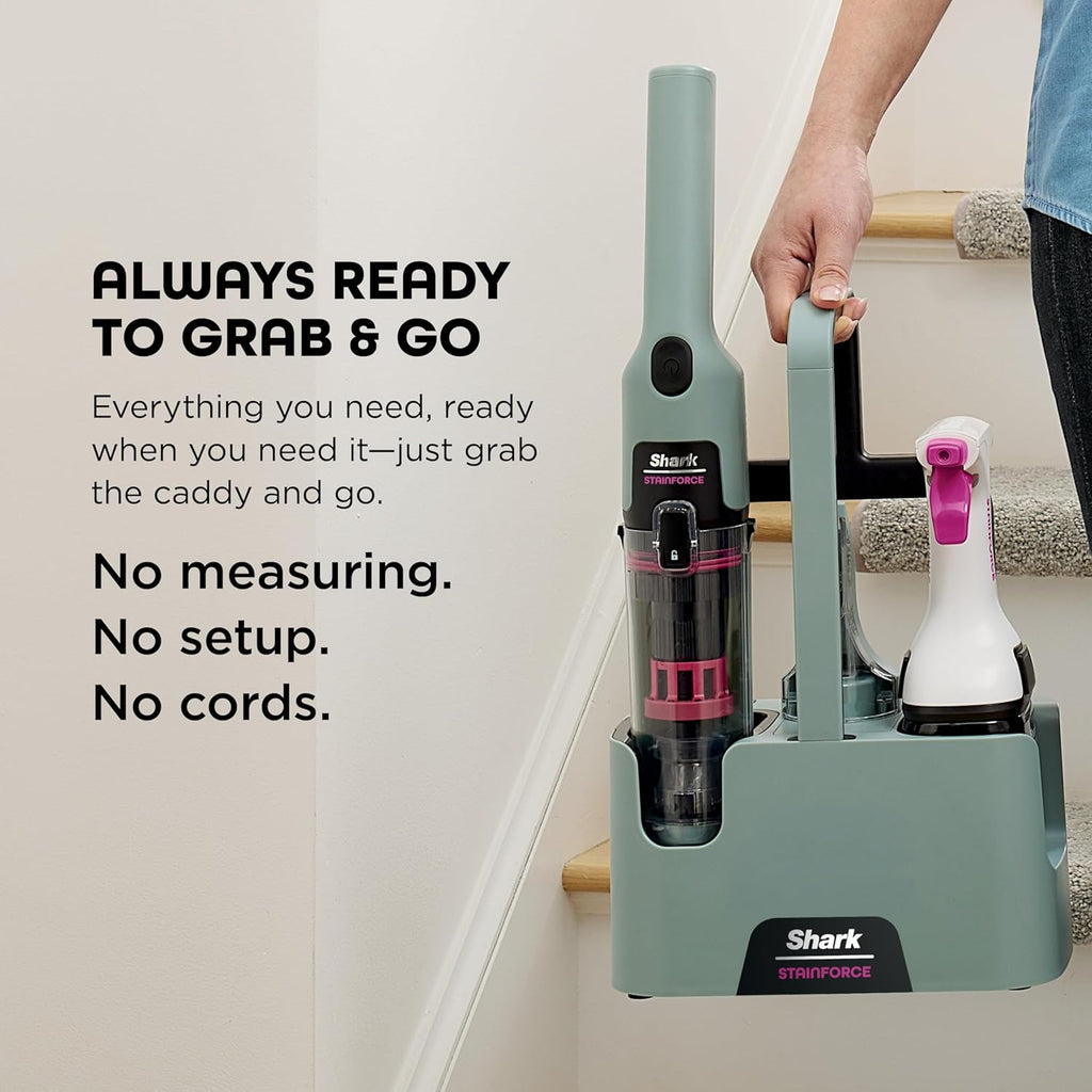 Shark StainForce Cordless Spot Cleaner, Dual-Activated Easy Spray Formula, OXY-Powered Stain Cleaning, Indoor + Outdoor, Carpets, Upholstery, Car Seats & Stairs, Pet Urine & Odor Remover, HX101