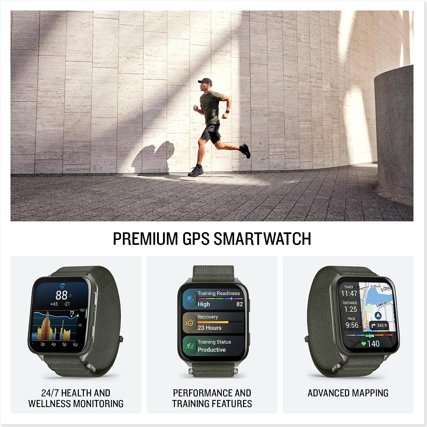 Garmin® Venu® X1, Thin and Lightweight GPS Smartwatch, AMOLED Display, Advanced Health and Fitness Features, Moss with Titanium Caseback and Moss ComfortFit Nylon Band