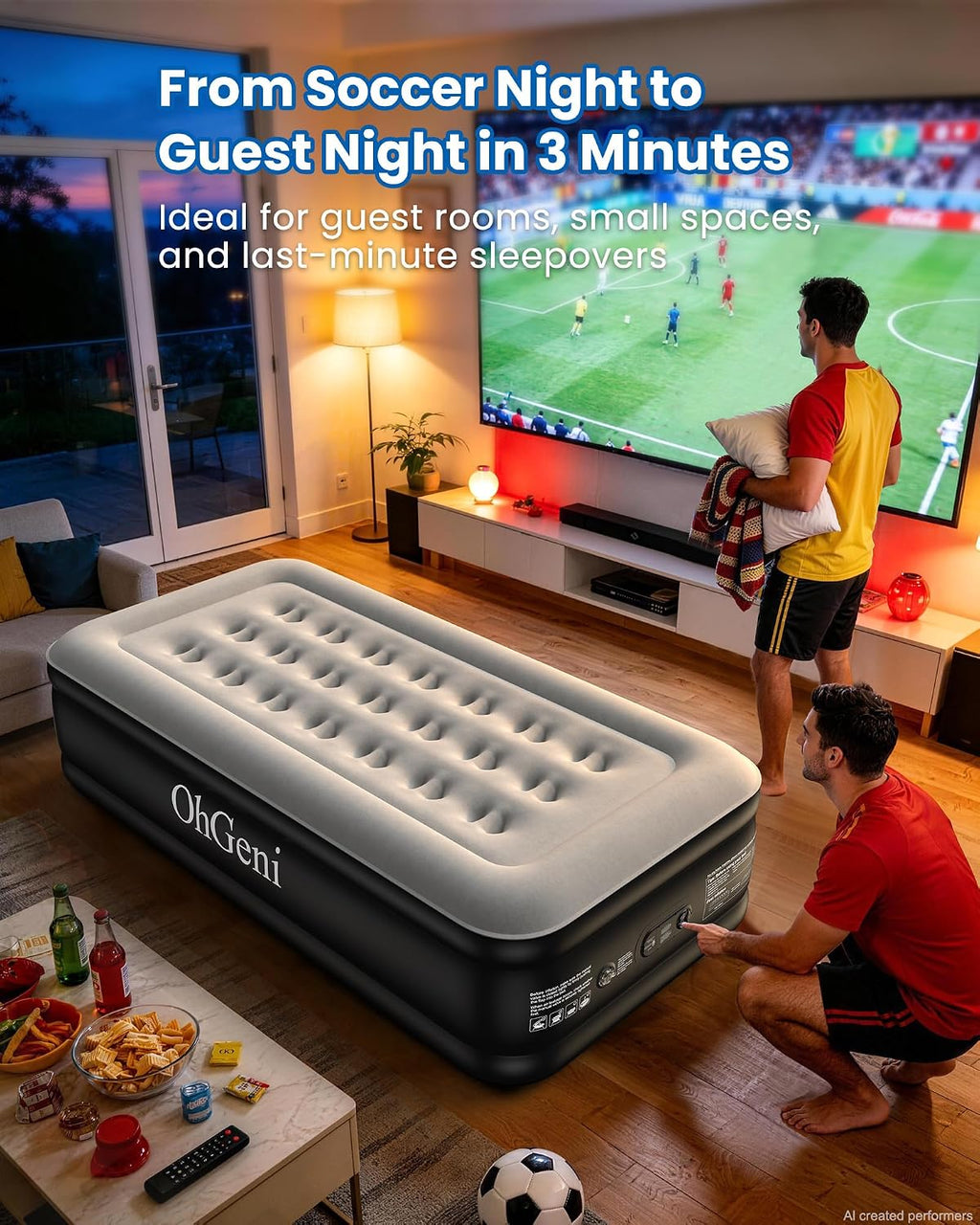 OhGeni Twin Air Mattress with Built in Pump, 18" Raised Blow up Mattresses, Upgraded Surface Portable Bed for Home, Camping, Colchone Inflable, Ideal Sleep Solution for Guests
