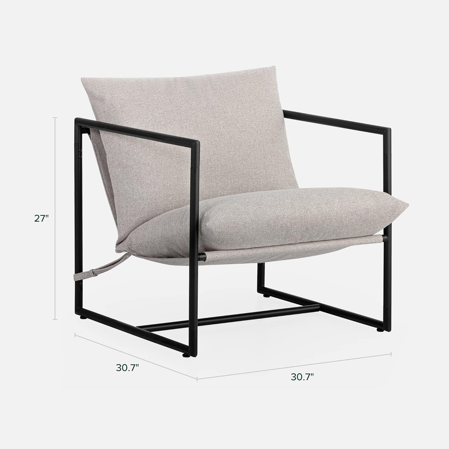 Zinus Aidan Sling Accent Chair, Metal Framed Armchair with Shredded Foam Cushioning, Oatmeal