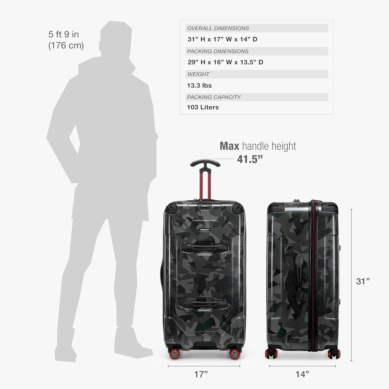 Traveler's Choice Maxporter II Polycarbonate Hardside Trunk with Spinner Wheels, Gray Camo, 31-Inch Large Trunk