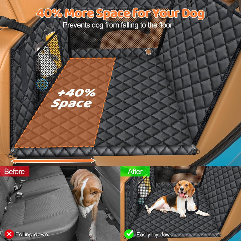 URPOWER Hard Bottom Dog Car Seat for Large Medium Dogs, Dog Back Seat Extender with 3-Sided Hard Boards, Waterproof Pet Backseat Cover Dogs Hammock for Large Cars, Trucks and SUVs, Holds up to 200 lbs