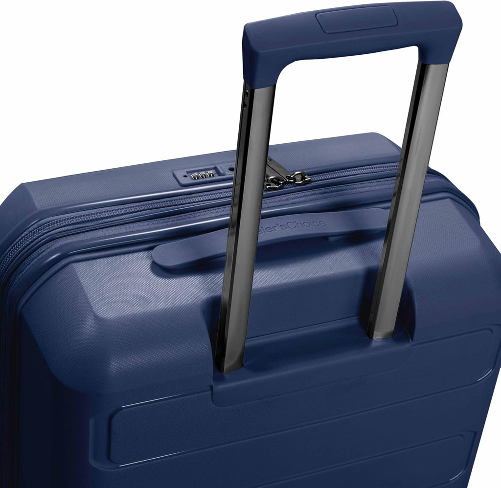 Traveler's Choice Pagosa Hardshell Expandable Luggage with Spinner Wheels, Navy, 22-Inch Carry-on