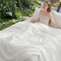 Bedsure SleepEase Cooling Comforter King Size for Summer, 3 Pieces White Seersucker Cooling Comforters for Hot Sleepers, Double-Sided Cool Tech Bedding Set with 1 Breathable Comforter, 2 Pillowcases