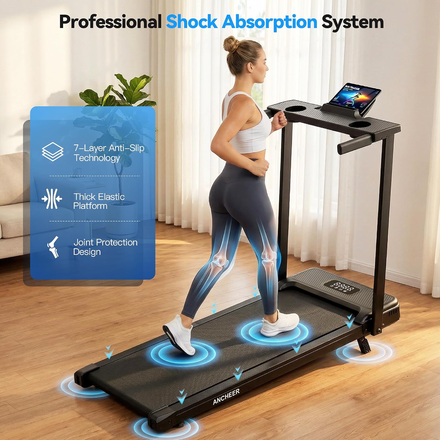 FUNMILY 3.5HP Walking Pad Incline Treadmill with Desk & Handle Bar, Heavy Duty 350 lbs Weight Capacity Portable Treadmill for Home and Office, Remote Control & LED Display