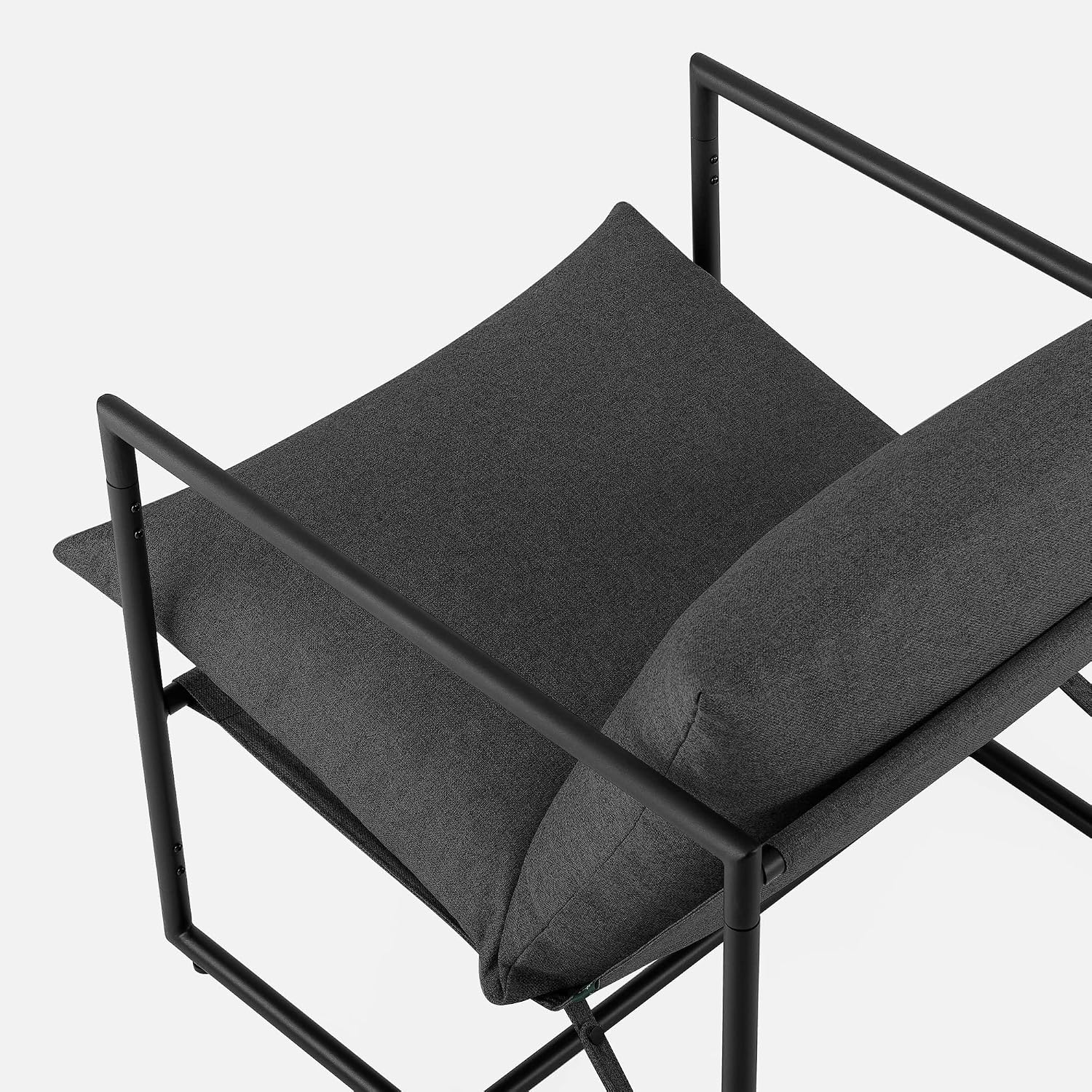 Zinus Aidan Sling Accent Chair, Metal Framed Armchair with Shredded Foam Cushioning, Dark Grey