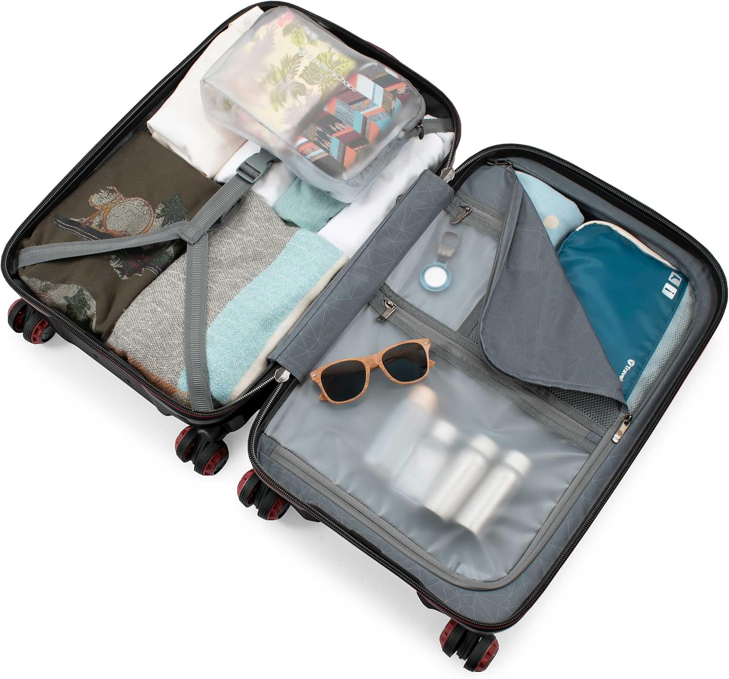 Traveler's Choice Maxporter II Polycarbonate Hardside Trunk with Spinner Wheels, Black, 22-Inch Carry-on Luggage