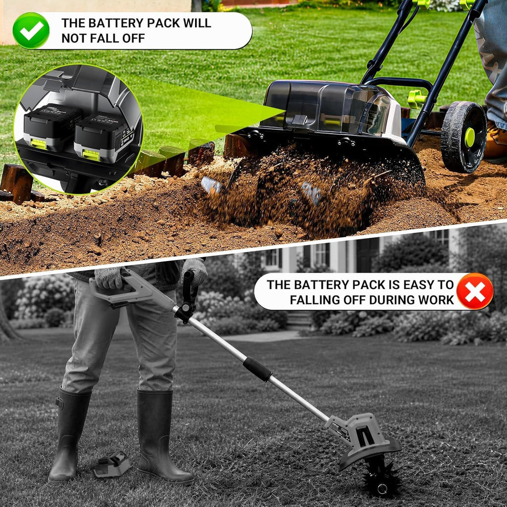 40V Cordless Cultivator Tiller for Gardening： Garden Tiller with 2 x 4.0Ah Batteries & Charger, Electric Tiller with 15 inch Tilling Width and 8 inch Depth for Raised Beds and Flower Gardens DEKOPRO