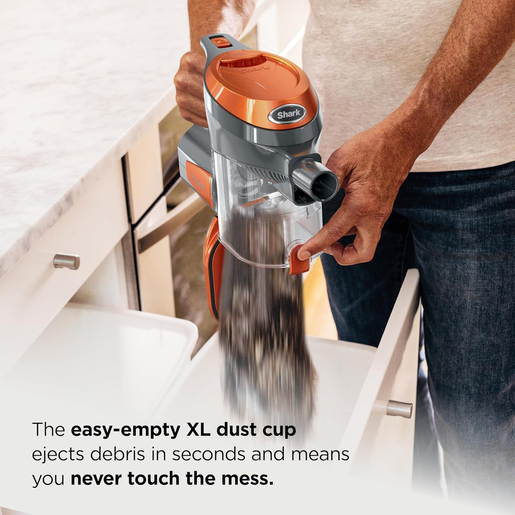 Shark Rocket Ultra-Light | Corded Stick Vacuum Cleaner for Carpet, Rugs & Hard Floors | Lightweight Hand Vacuum for Pet Hair & Upholstery | Swivel Steering | 2 Attachments | Gray/Orange | HV301