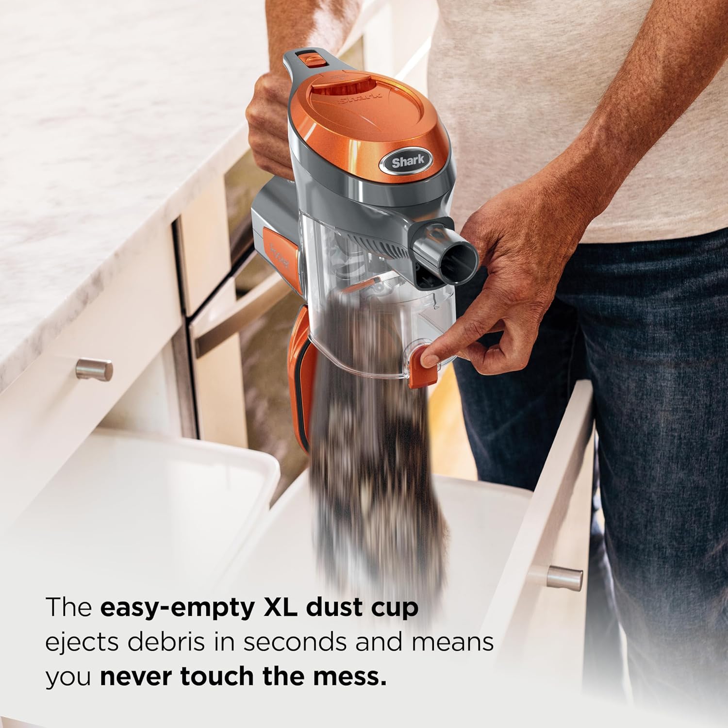 Shark Rocket Ultra-Light | Corded Stick Vacuum Cleaner for Carpet, Rugs & Hard Floors | Lightweight Hand Vacuum for Pet Hair & Upholstery | Swivel Steering | 2 Attachments | Gray/Orange | HV301