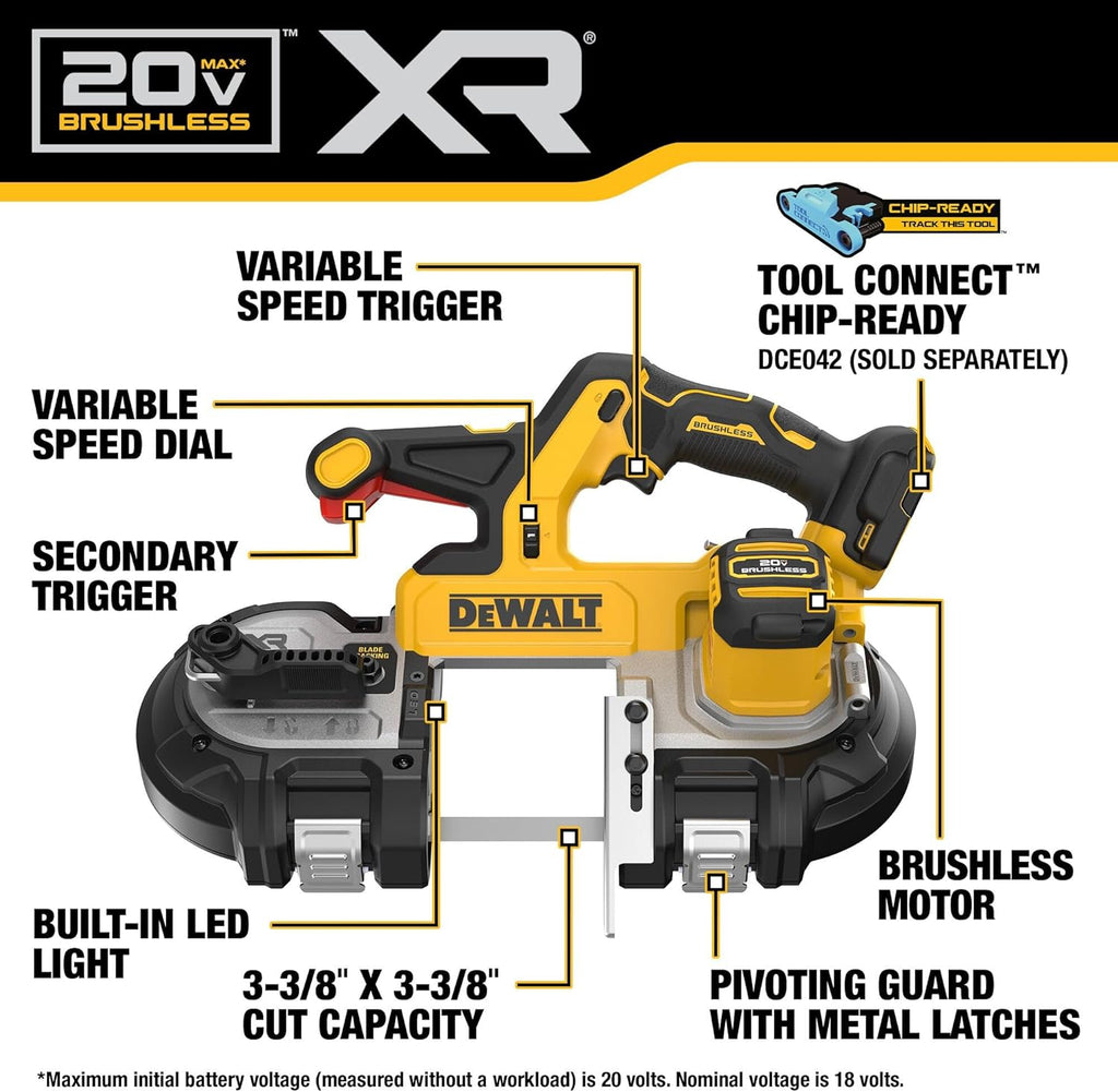 20V MAX XR Dual Trigger Mid-Size Bandsaw (Tool Only) (DCS379BLR)