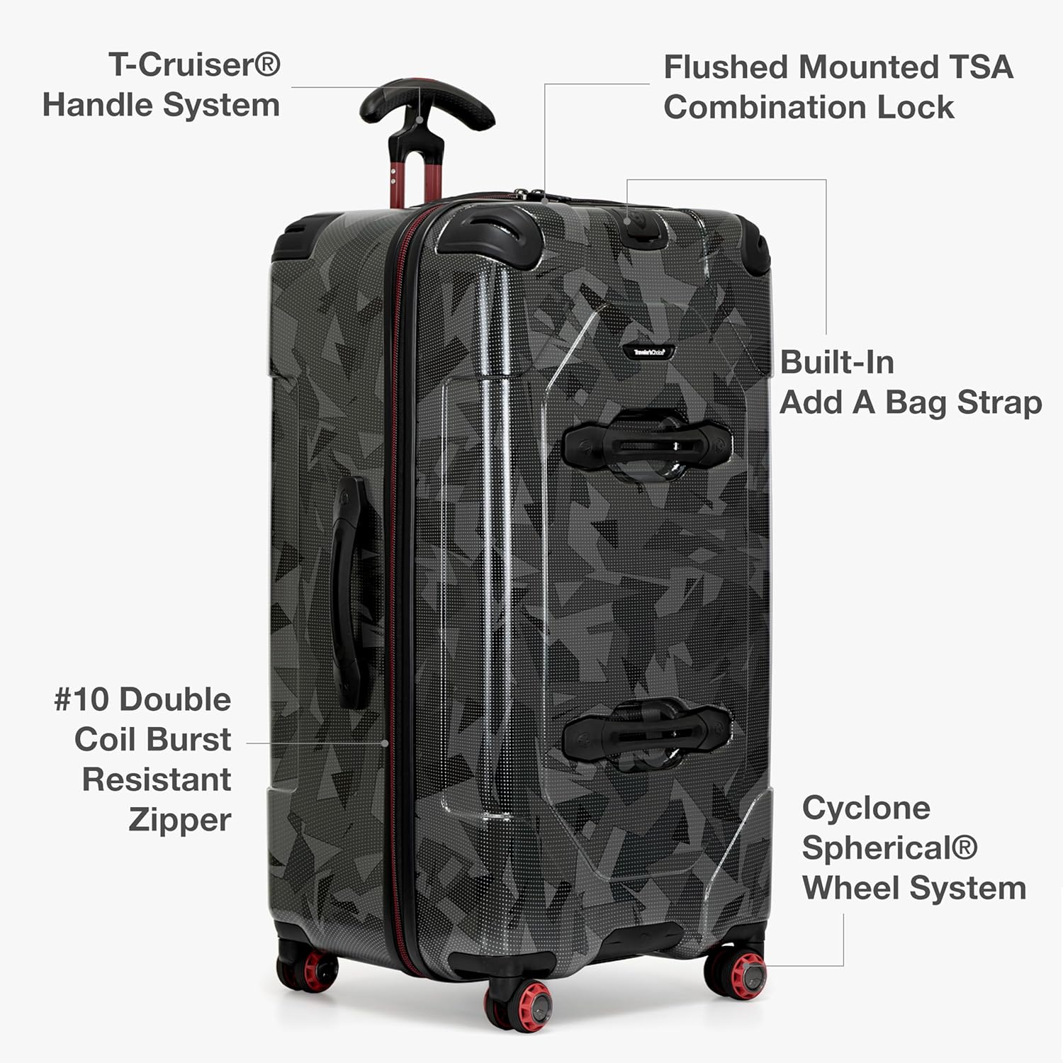 Traveler's Choice Maxporter II Polycarbonate Hardside Trunk with Spinner Wheels, Gray Camo, 31-Inch Large Trunk