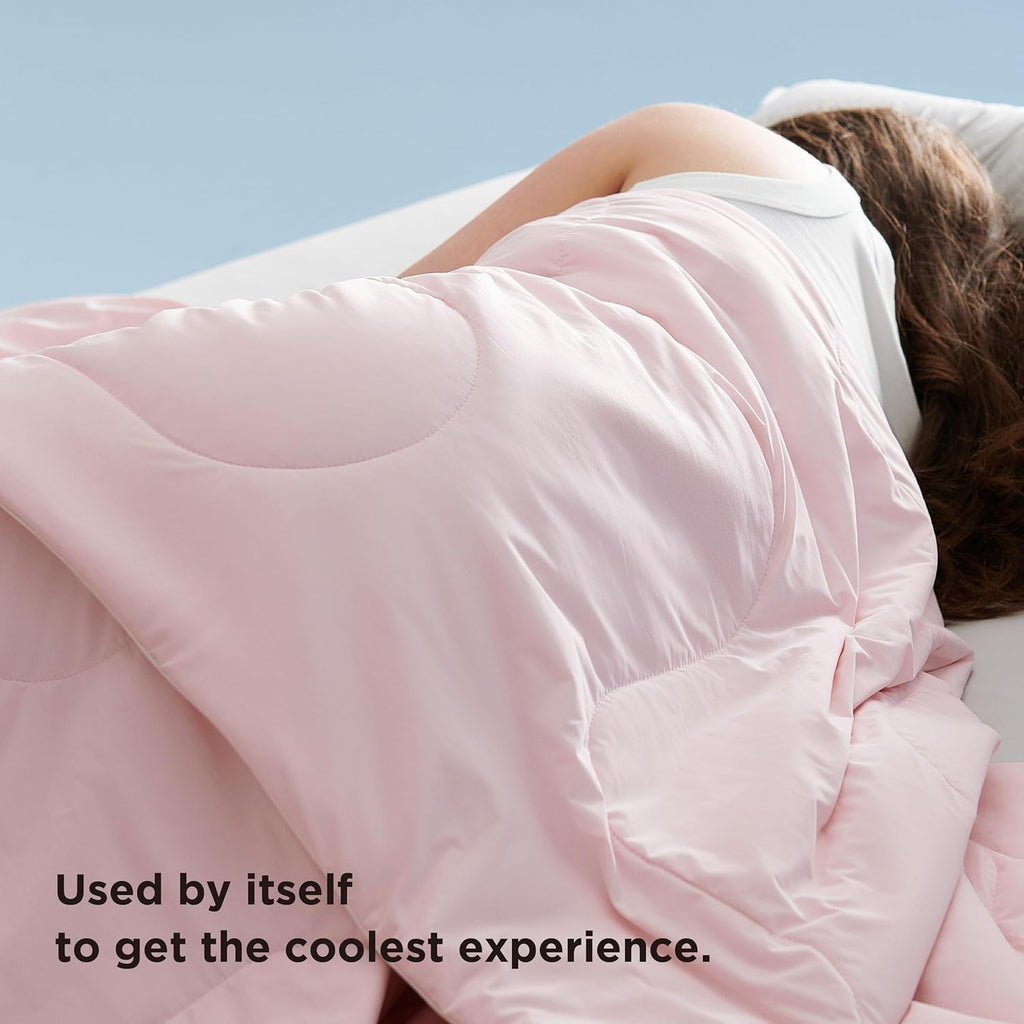 Bedsure Cooling Blankets for Hot Sleepers - Cooling Comforter, Cold Summer Blanket Queen Size for Bed, Ice Breathable and Lightweight Gift for Night Sweats, Pink, 90x90 Inches