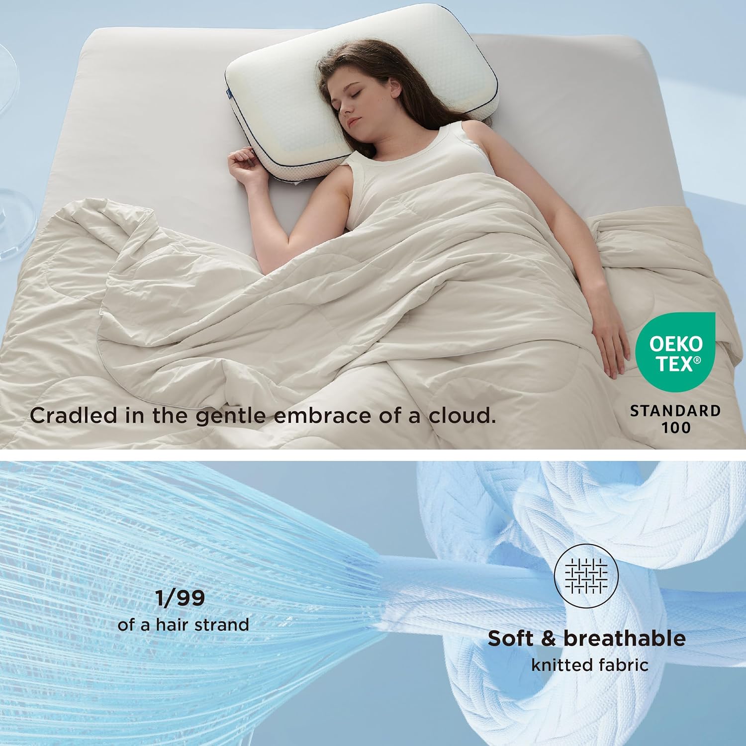 Bedsure Cooling Blankets for Hot Sleepers - Cooling Comforter, Cold Summer Blanket Queen Size for Bed, Ice Breathable and Lightweight Gift for Night Sweats, Linen, 90x90 Inches