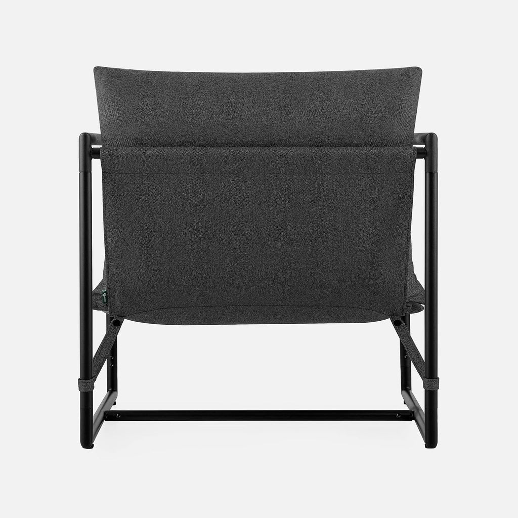 Zinus Aidan Sling Accent Chair, Metal Framed Armchair with Shredded Foam Cushioning, Dark Grey