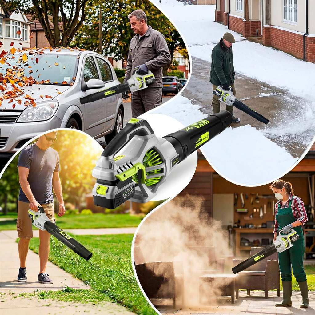 Leaf Blower Cordless, 650 CFM Electric Leaf Blowers with 2 x 4.0Ah Batteries and Charger, 2 Speed Modes, Lightweight Blower for Blowing Leaves, Patio, Yard Cleaning, Blowers for Lawn Care and Dust