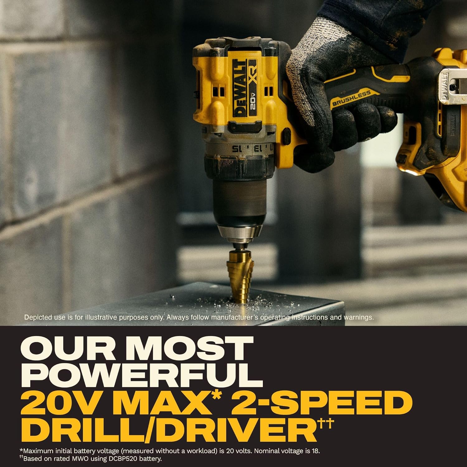 DEWALT Drill Set 20V MAX XR, 1/2 in. Brushless Cordless Drill Driver Kit With 5AH POWERSTACK Battery and Charger, LED Light, Dual Speed (DCD801H1)