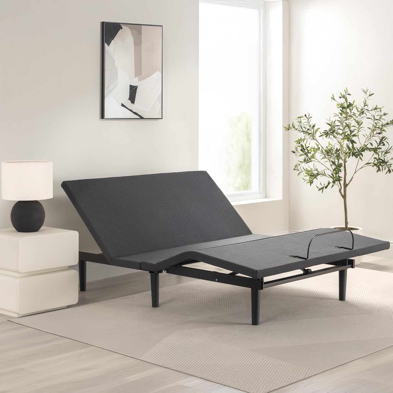 Zinus Nadia Adjustable Bed Frame, Electric Reclining Platform Bed Base, 5-Function Wireless Remote, Independent Head and Foot Incline, Easy, Tool-Free Assembly, Queen