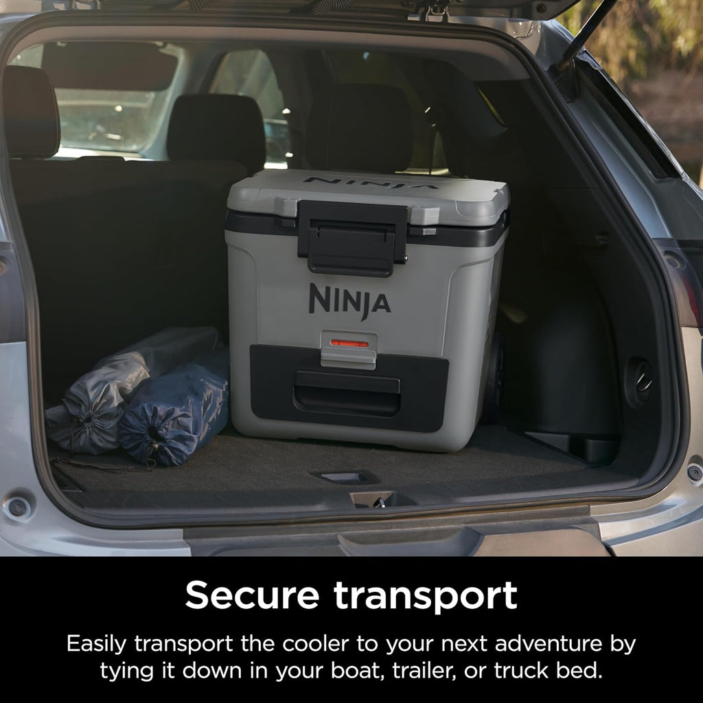 Ninja | Cooler | FrostVault 30QT Cooler with Wheels | Insulated with Temp Dry Storage Drawer | Keeps Ice Cold for Days | for the Beach, Camping, Picnics & More | Charcoal Gray | FB230CG
